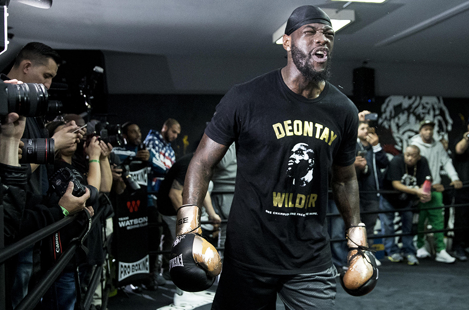 HEAVYWEIGHT WORLD CHAMPION DEONTAY WILDER CONDUCTS LOS ANGELES MEDIA WORKOUT